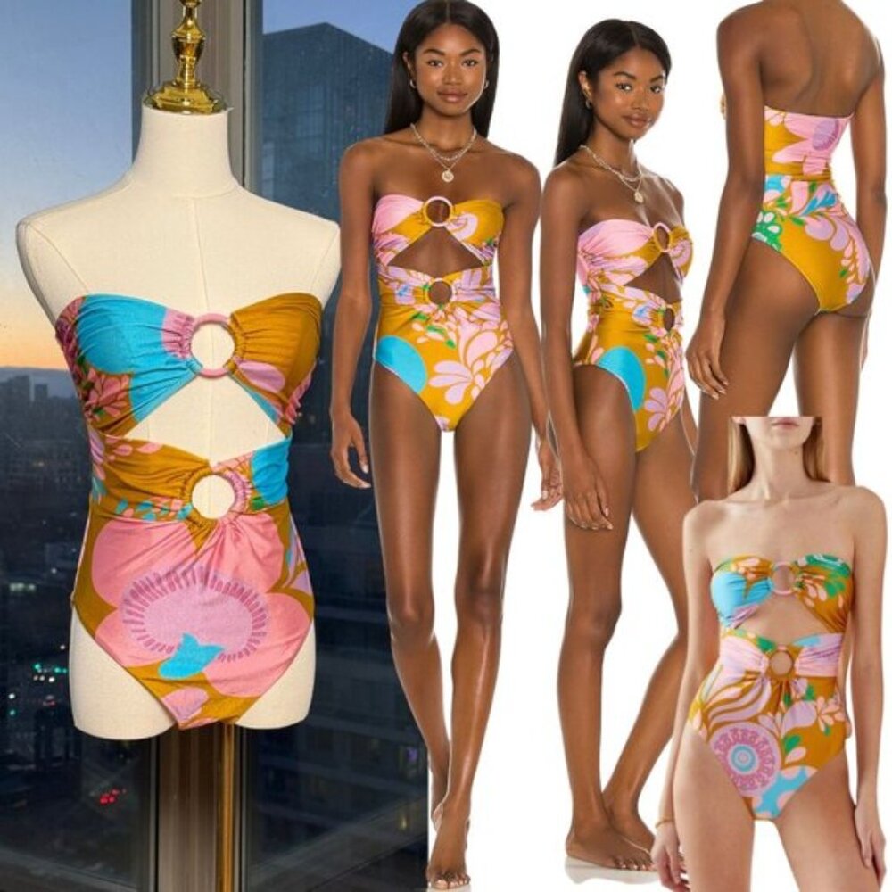 🆕 ZIMMERMANN 🧿 NWOT Teddy Double Ring 1PC Bathing Suit, Sz 2 US 6 - 8